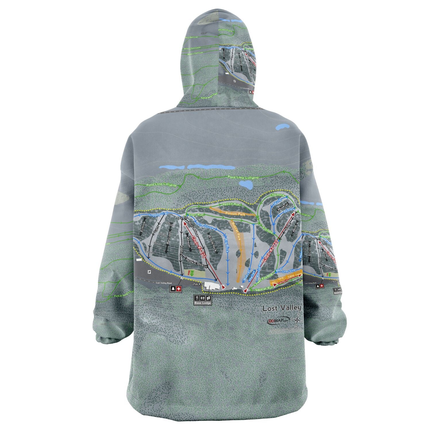 Lost Valley, Maine Ski Trail Map - Snug Hoodie