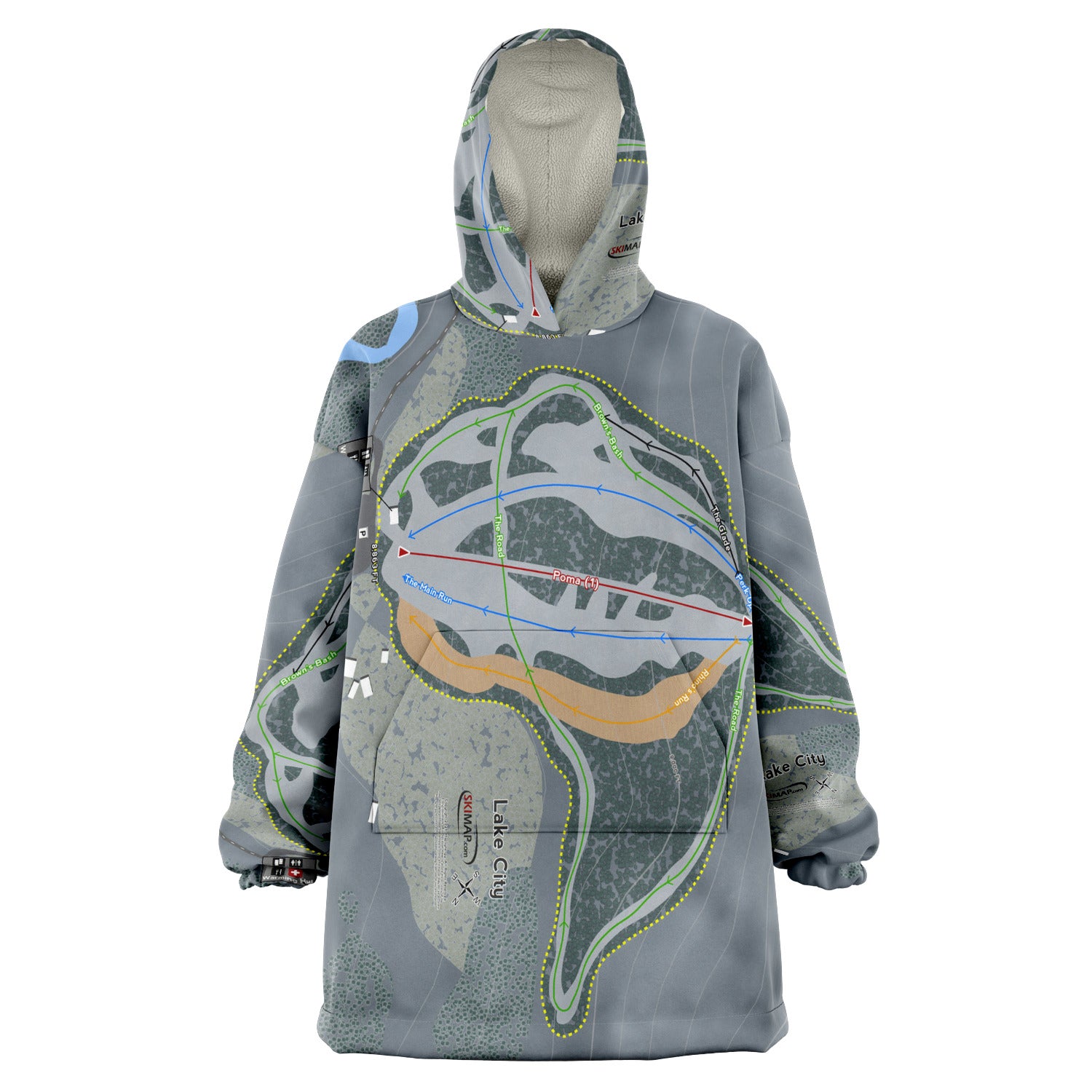 Lake City, Colorado Ski Trail Map - Snug Hoodie