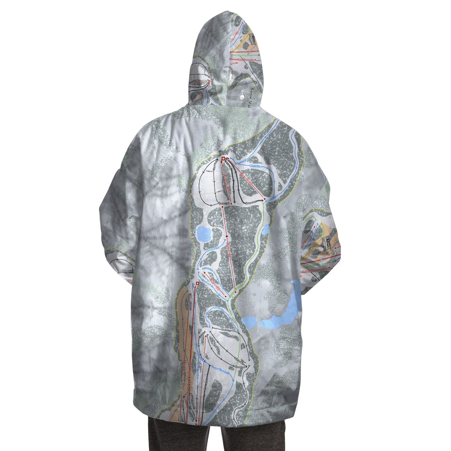 Snow Valley, California Ski Trail Map - Snug Hoodie