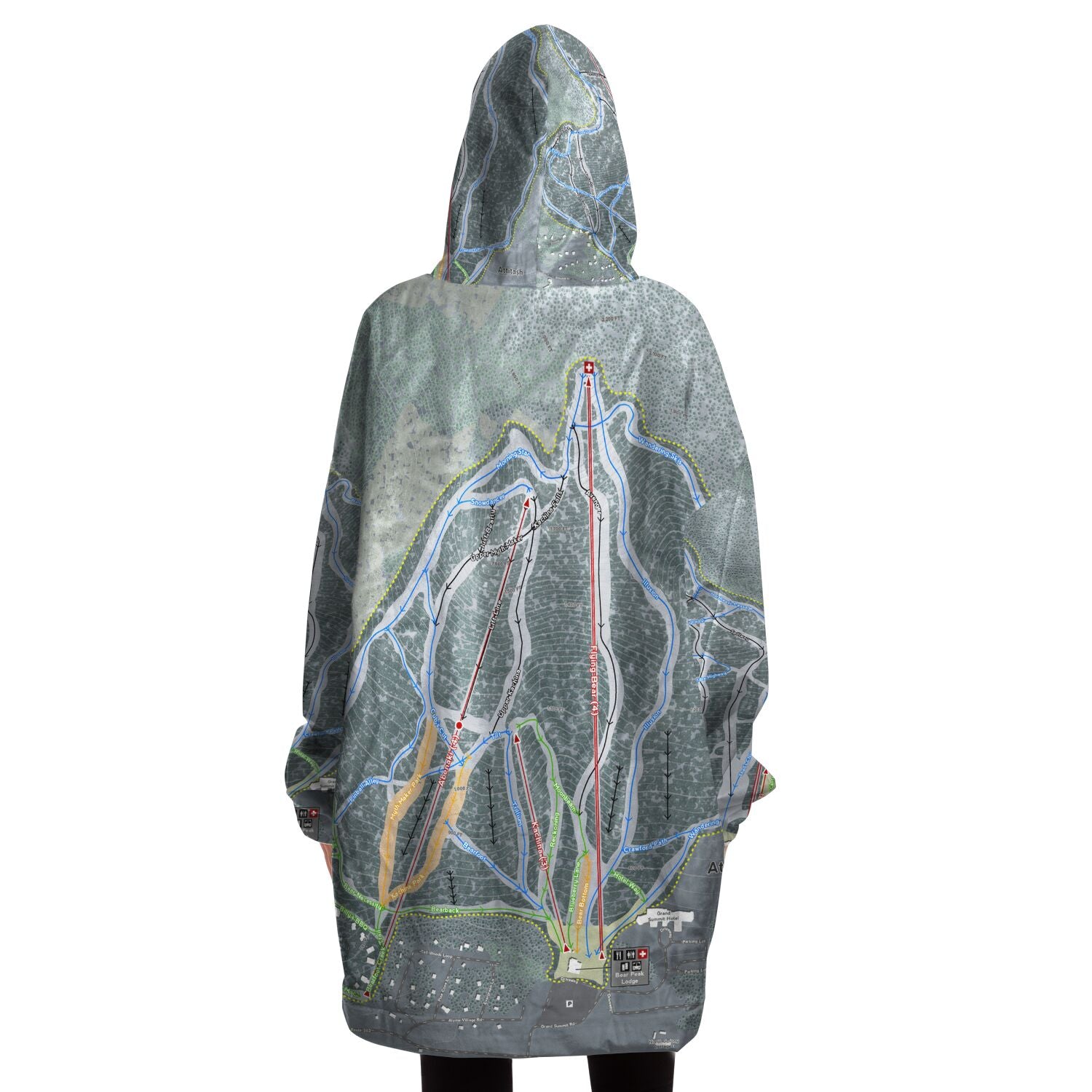 Attitash Mountain, New Hampshire Ski Trail Map - Snug Hoodie