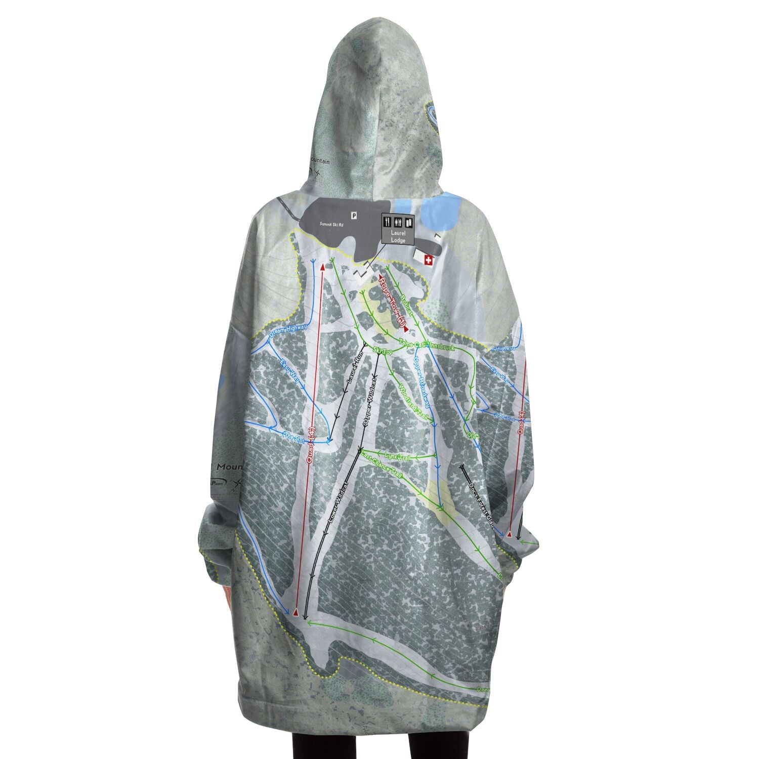 Laurel Mountain, Pennsylvania Ski Trail Map Snug Hoodie