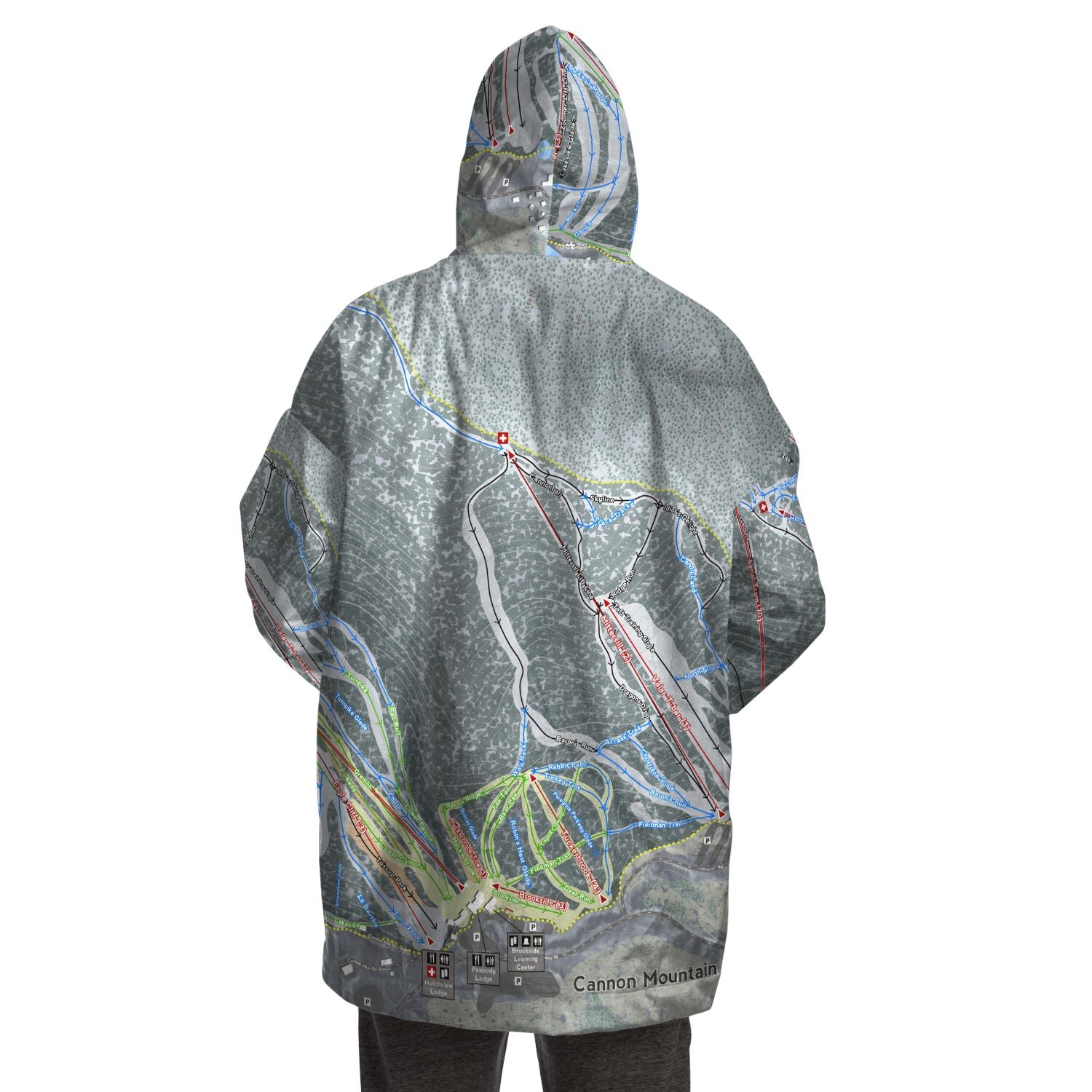 Cannon Mountain, New Hampshire Ski Trail Map - Snug Hoodie