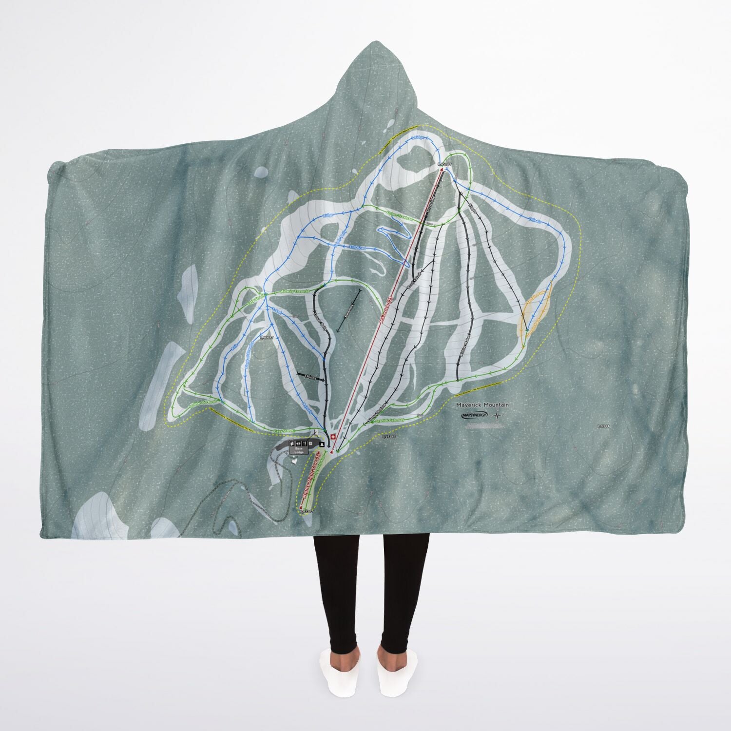 Maverick, Montana Ski Trail Map - Adult Hooded Blanket