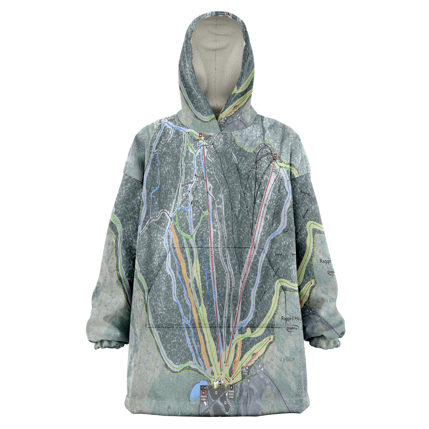 Ragged Mountain, New Hampshire Ski Trail Map - Snug Hoodie