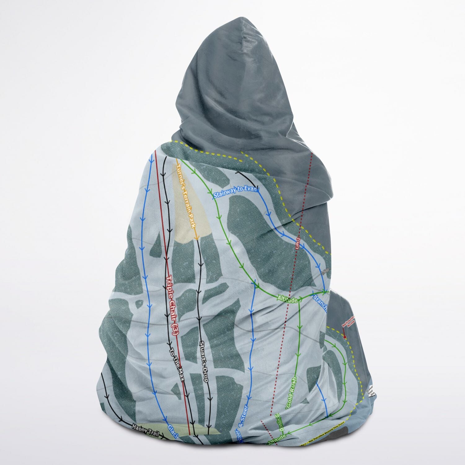 Skeetawk, Alaska Ski Trail Map - Youth Hooded Blanket