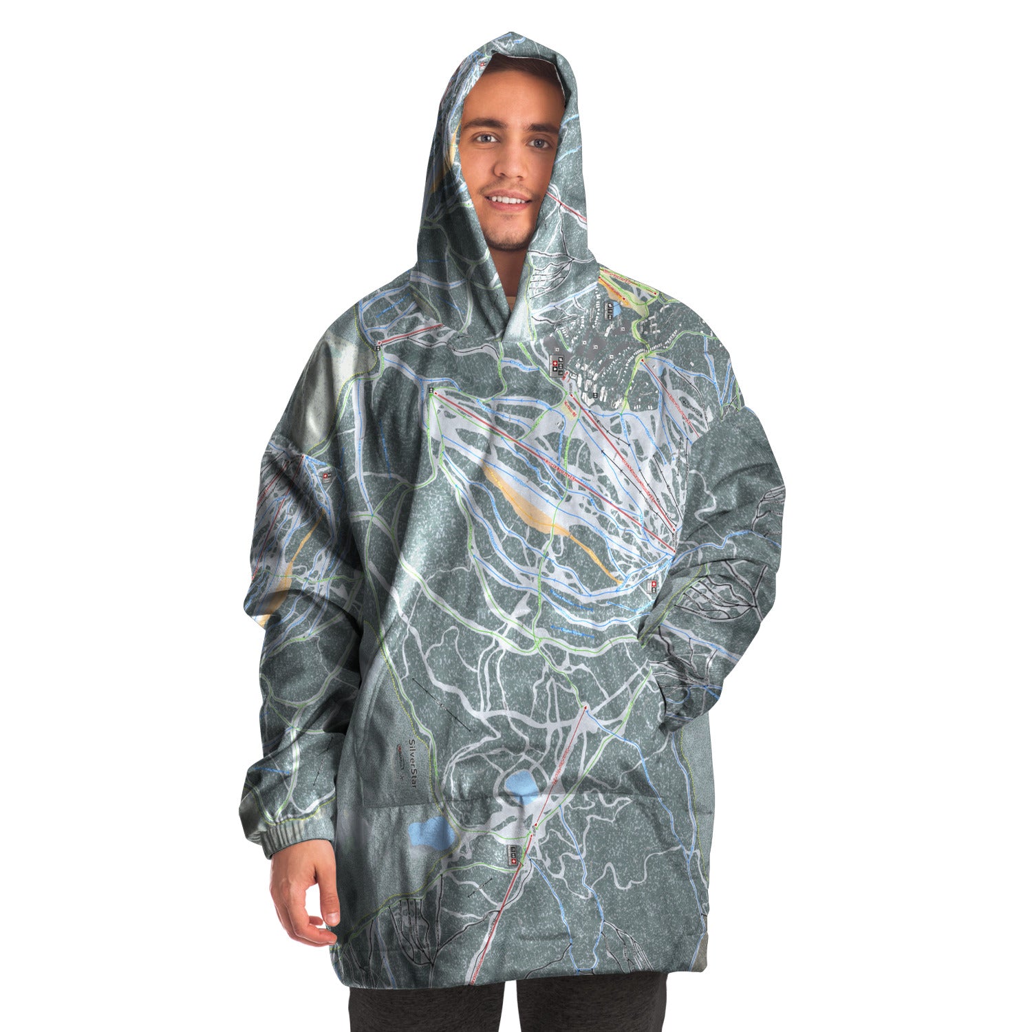 SilverStar, British Columbia Ski Trail Map Snug Hoodie