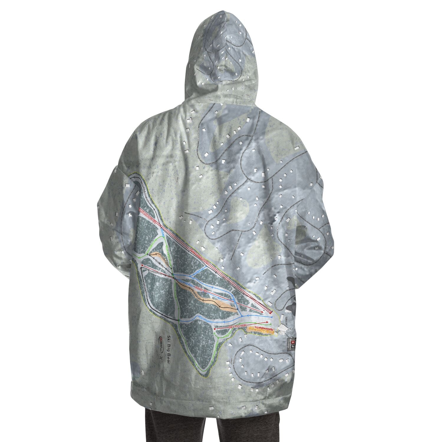 Ski Big Bear, Pennsylvania Ski Trail Map Snug Hoodie