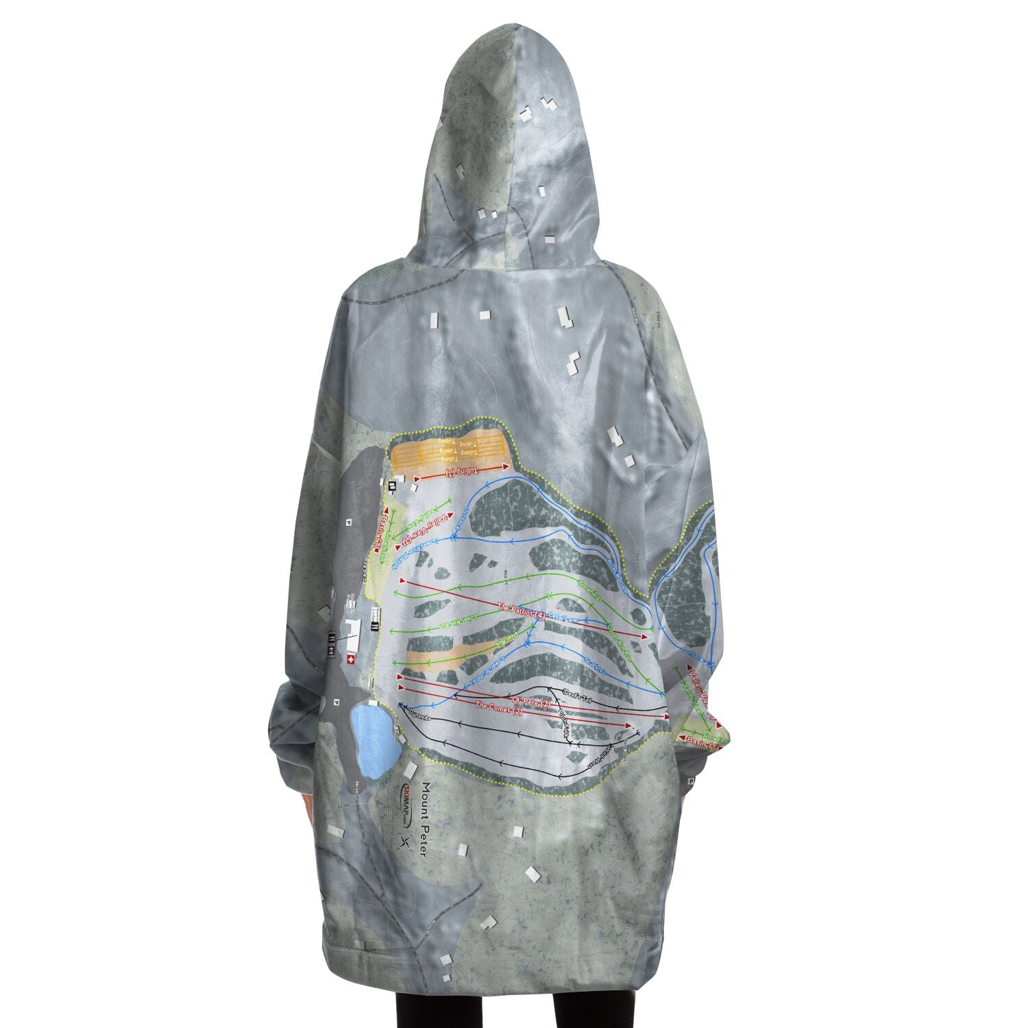 Mount Peter, New York Ski Trail Map Snug Hoodie