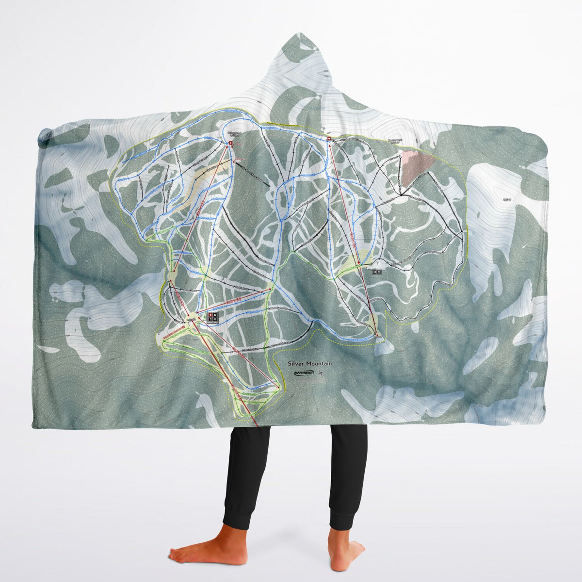 Silver Mountain, Idaho Ski Trail Map - Youth Hooded Blanket