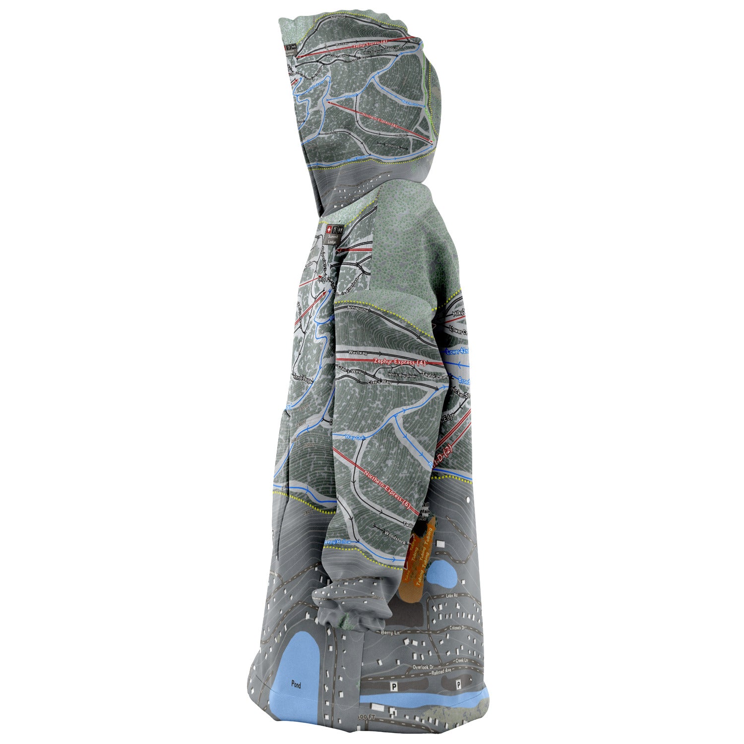 Hunter Mountain, New York Ski Trail Map - Snug Hoodie