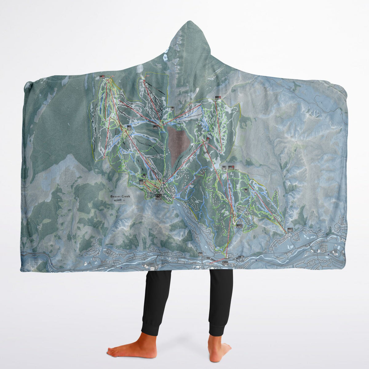 Beaver Creek, Colorado Ski Trail Map - Youth Hooded Blanket