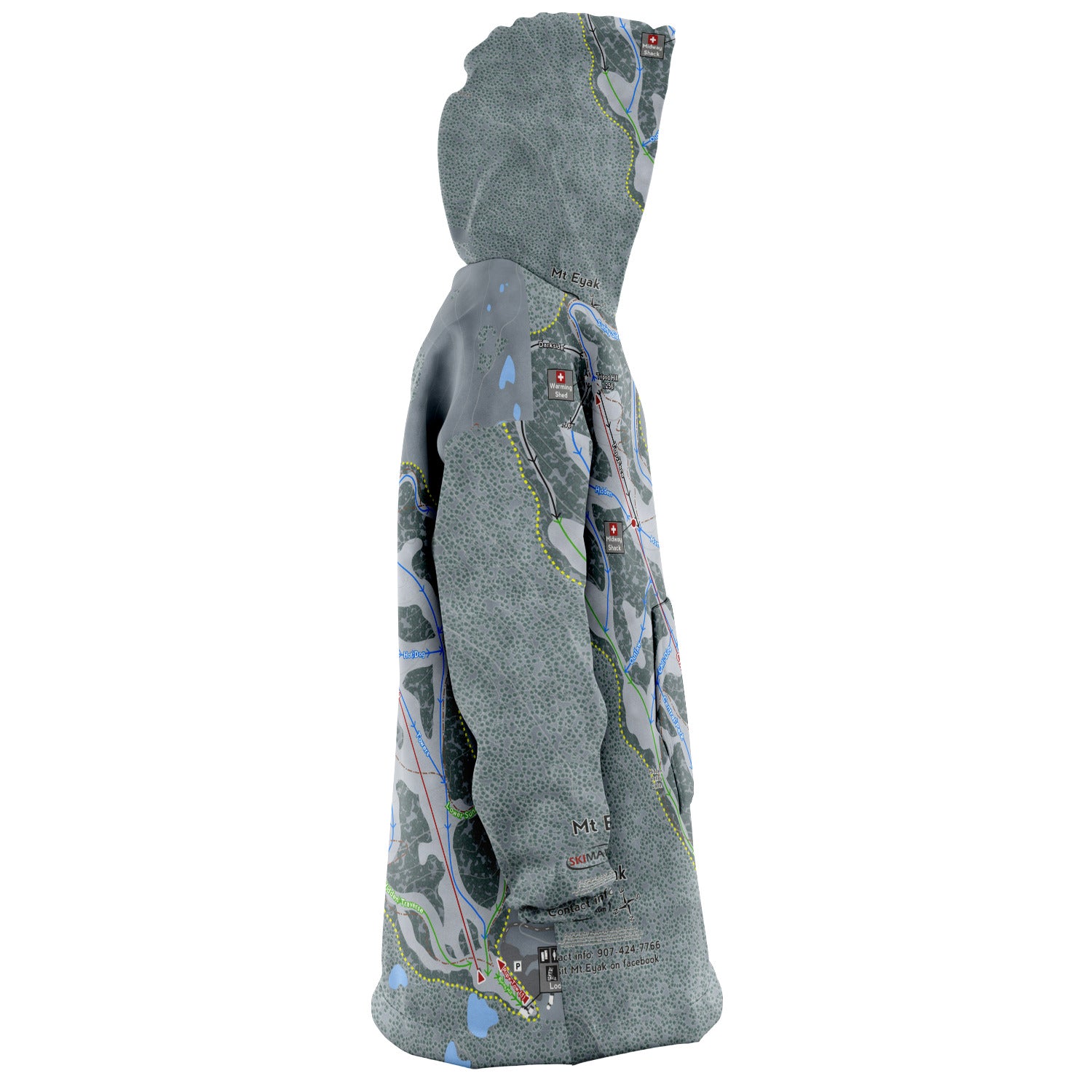 Mt Eyak, Alaska Ski Trail Map Snug Hoodie