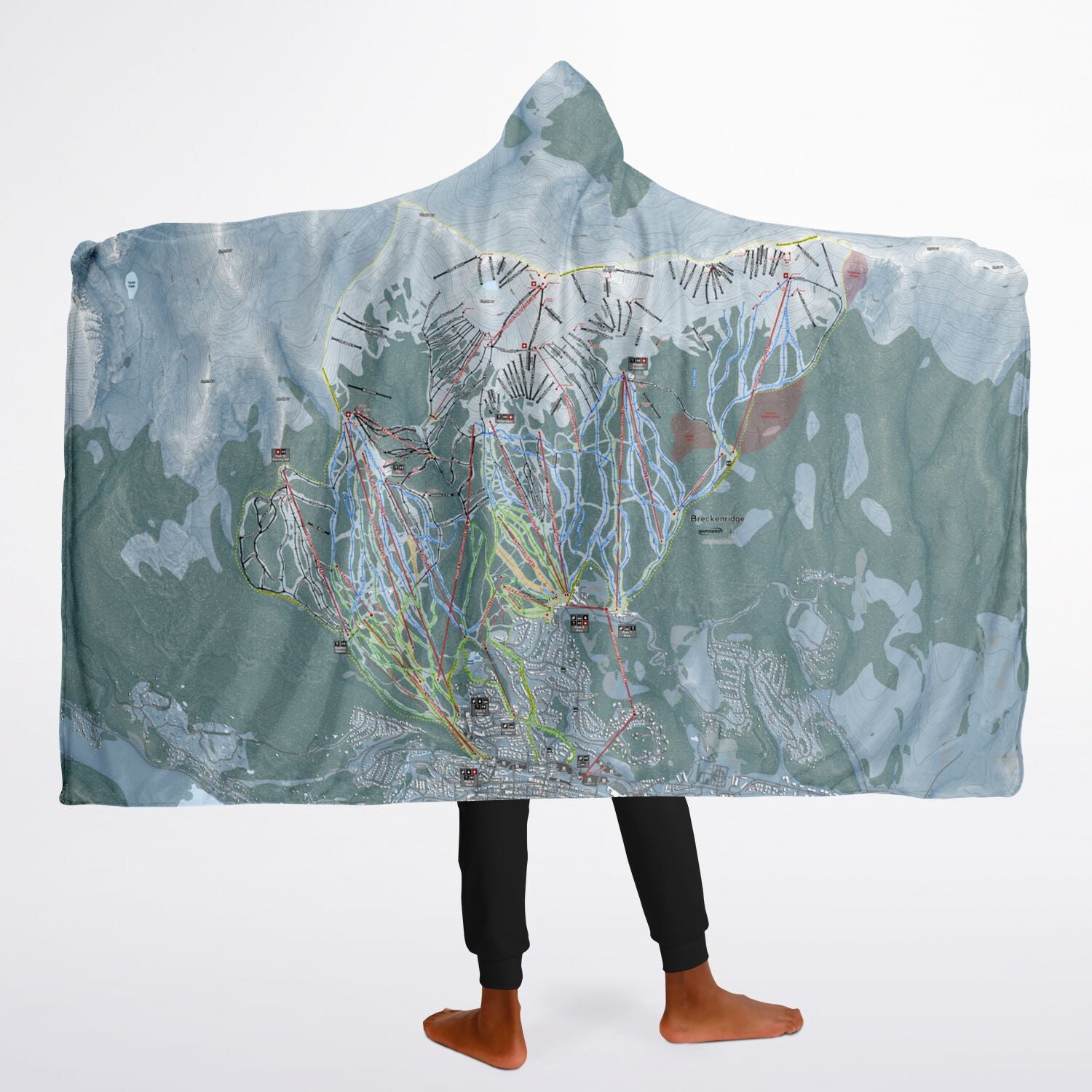 Breckenridge, Colorado Ski Trail Map - Youth Hooded Blanket