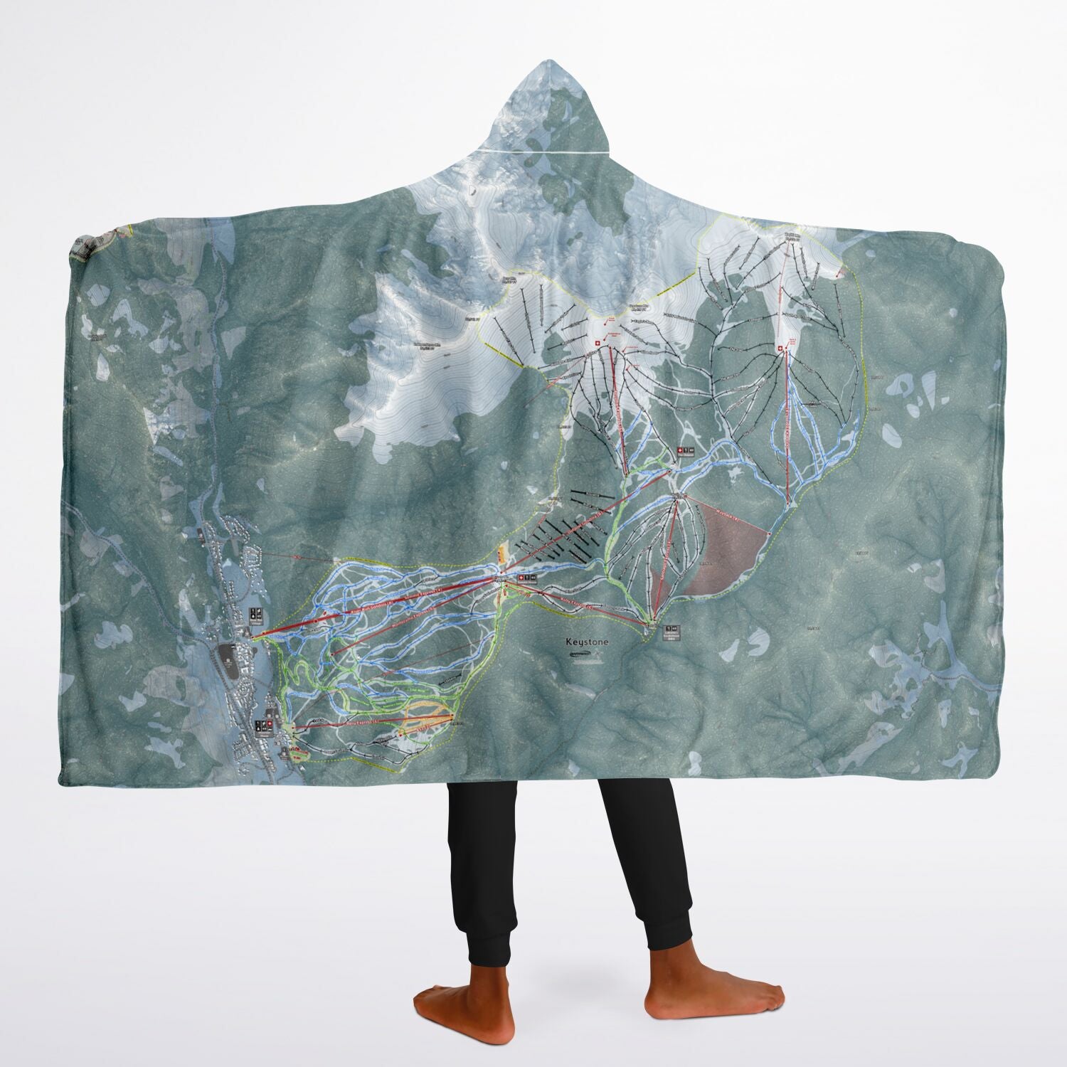 Keystone, Colorado Ski Trail Map - Youth Hooded Blanket