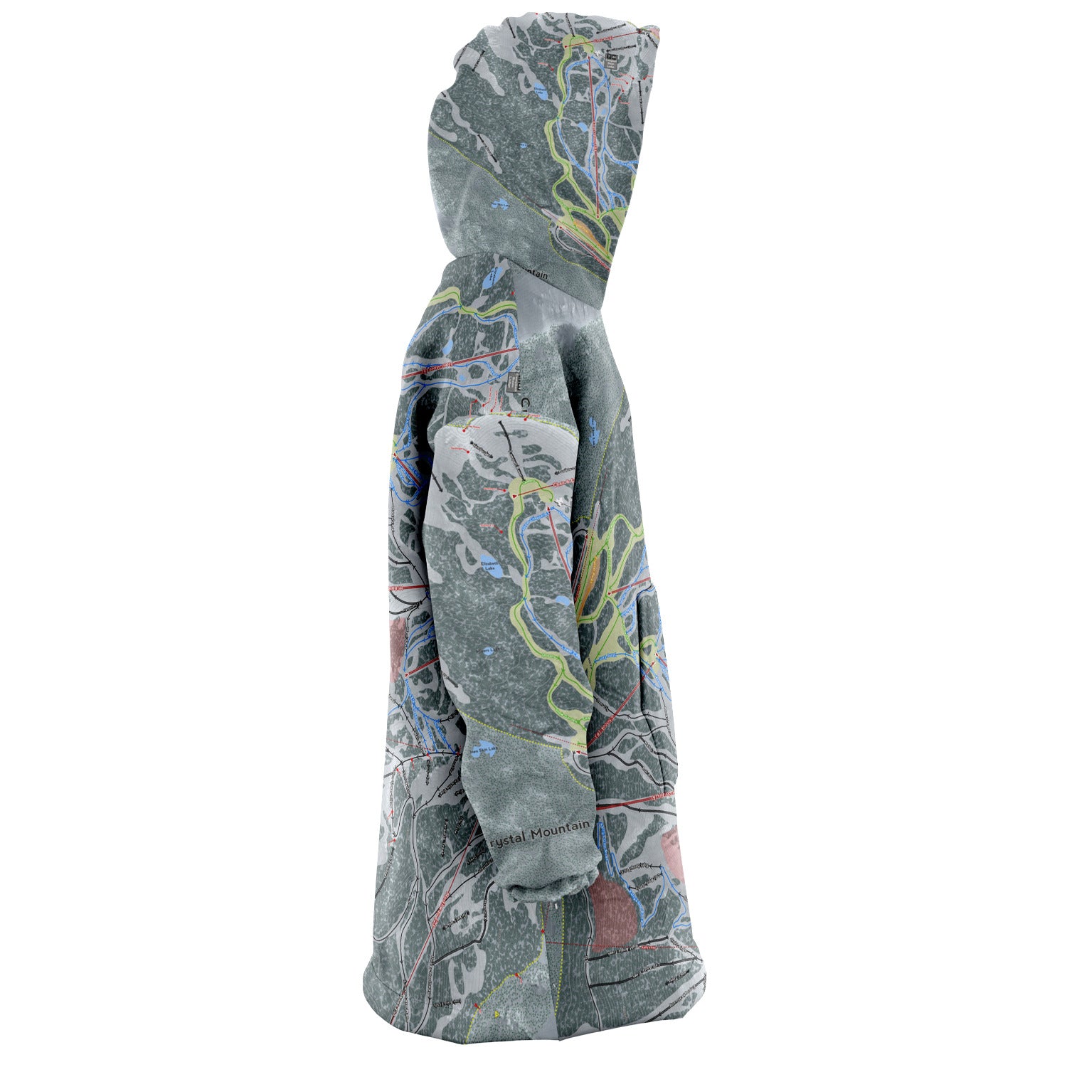 Crystal Mountain, Washington Ski Trail Map - Snug Hoodie