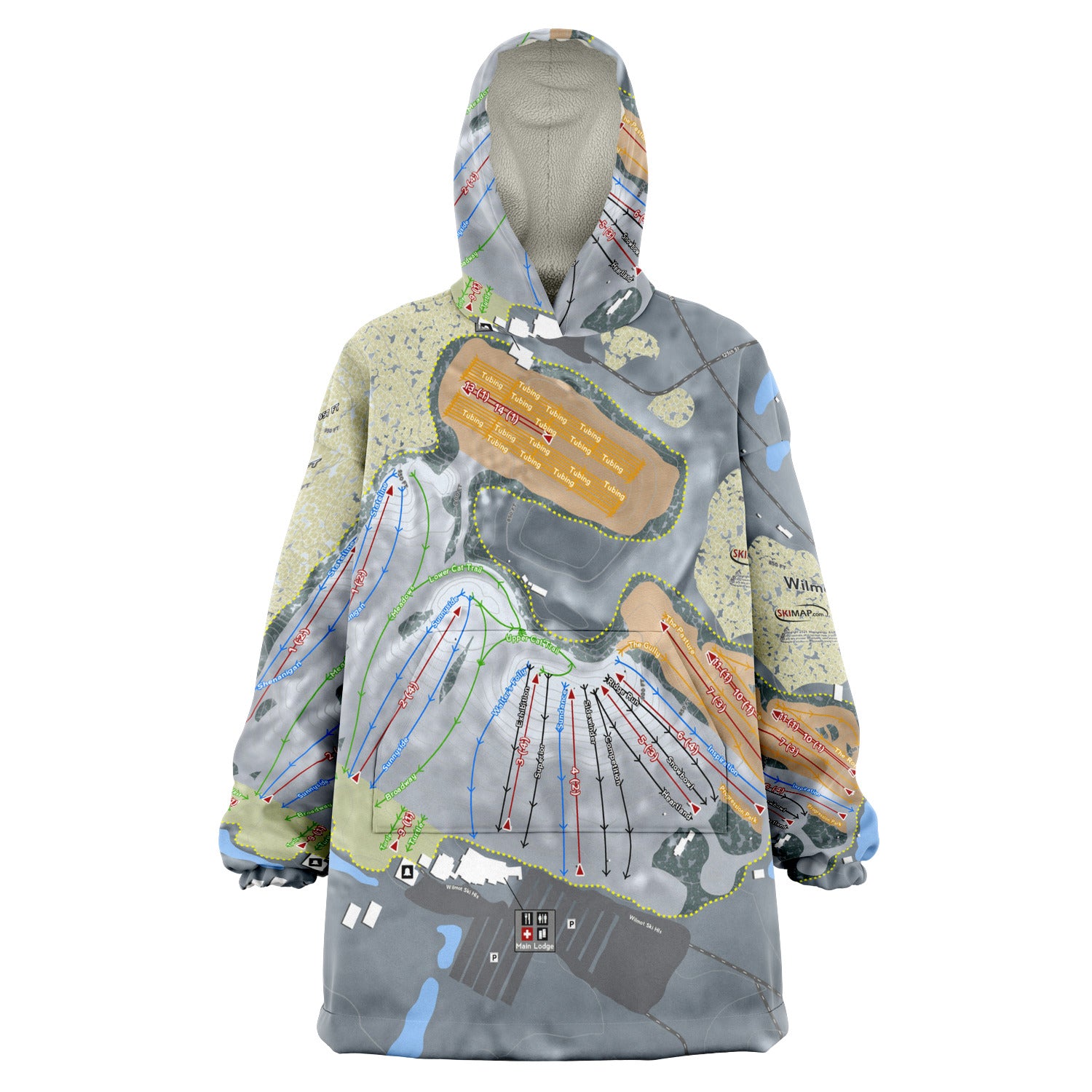 Wilmot, Wisconsin Ski Trail Map - Snug Hoodie