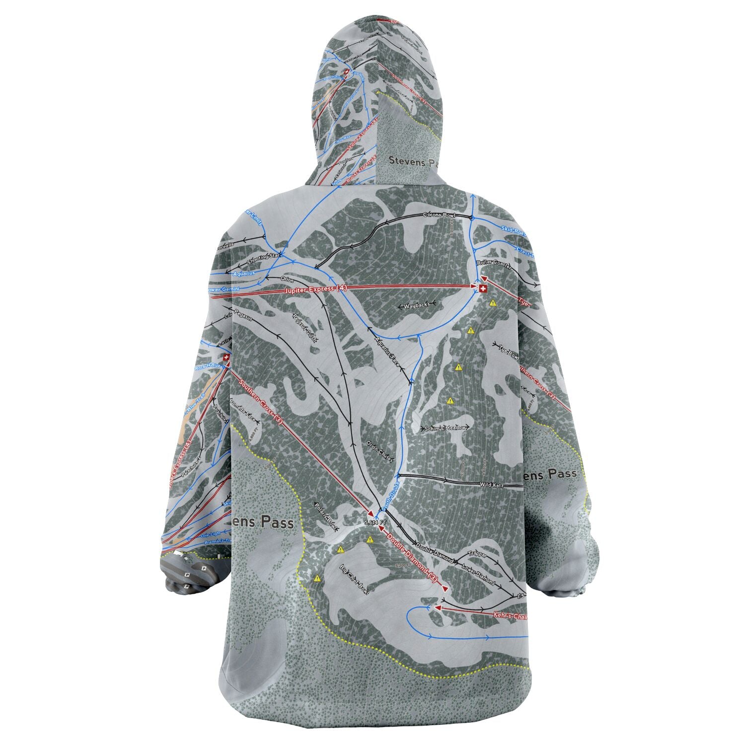 Stevens Pass, Washington Ski Trail Map - Snug Hoodie