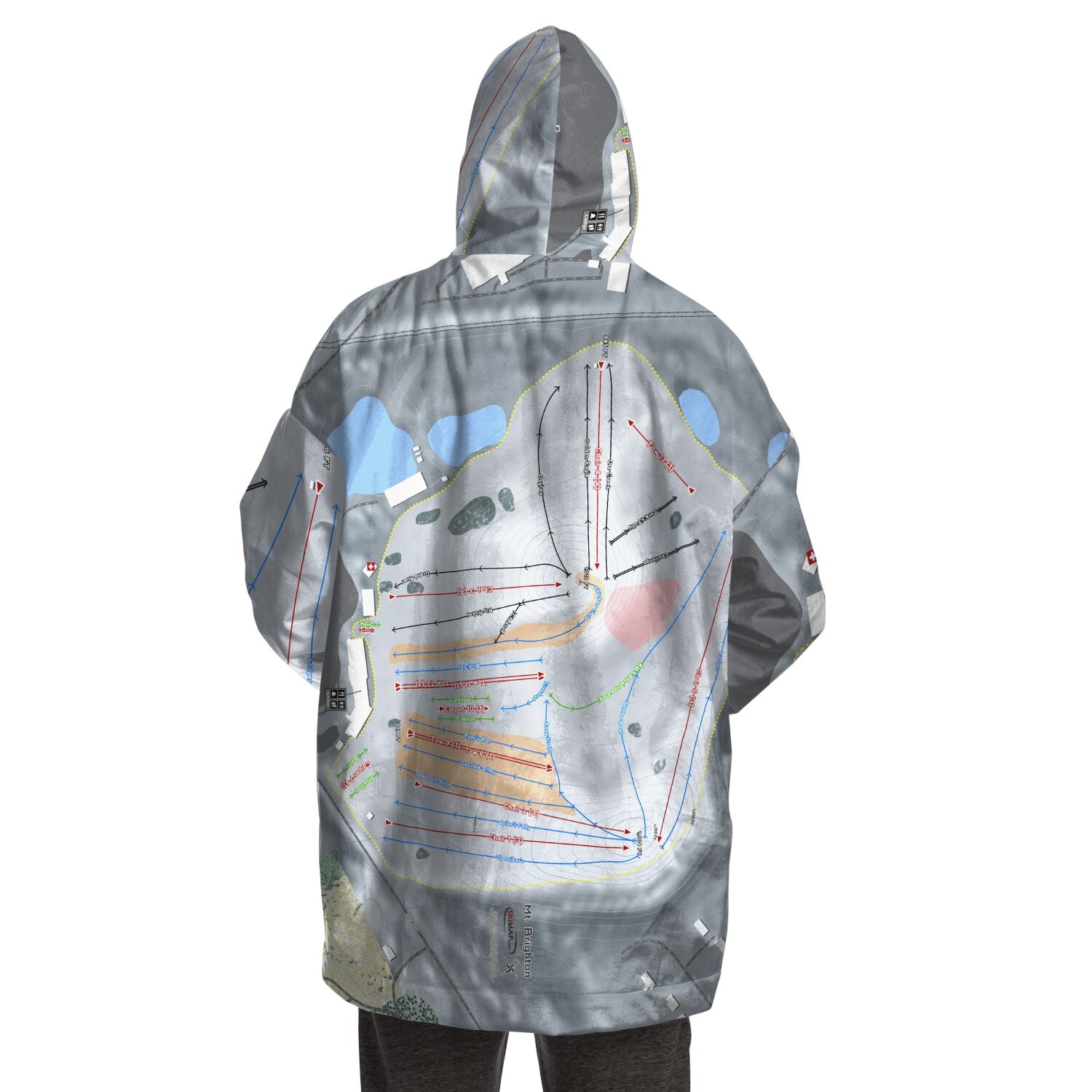 Mt Brighton, Michigan Ski Trail Map Snug Hoodie