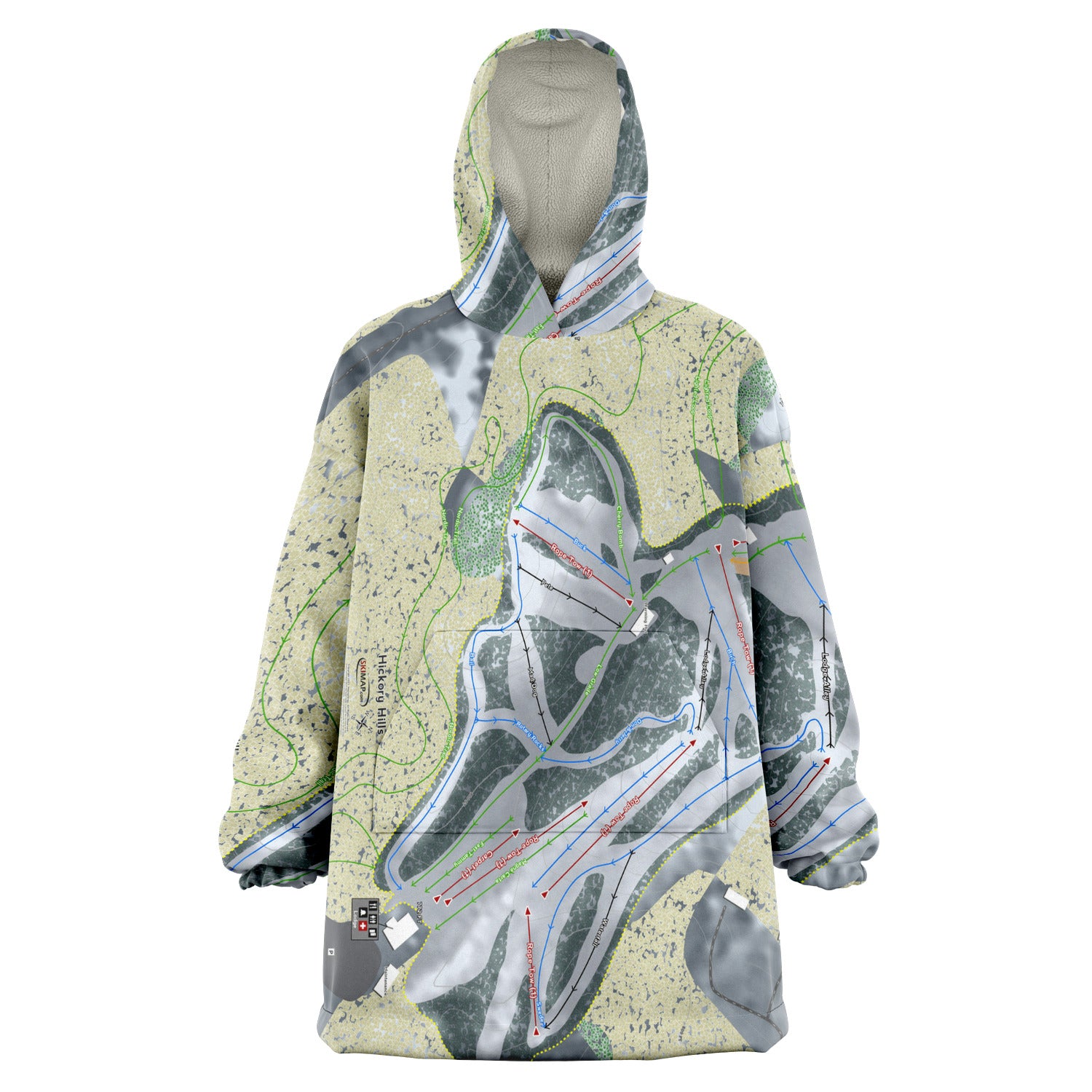 Hickory Hills, Michigan Ski Trail Map Snug Hoodie