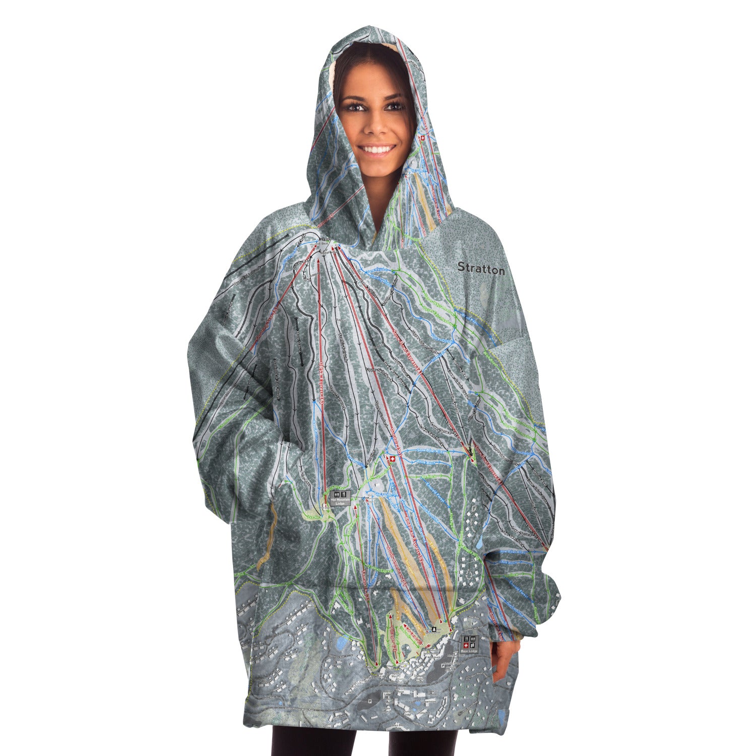 Stratton, Vermont Ski Trail Map - Snug Hoodie