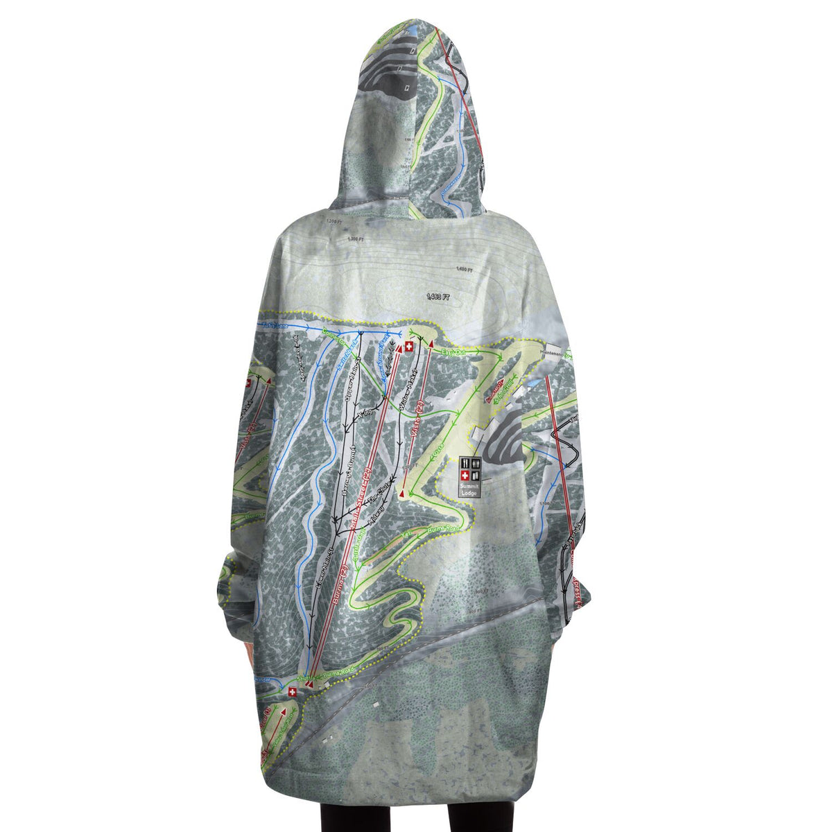 Blue Mountain, Pennsylvania Ski Trail Map Snug Hoodie