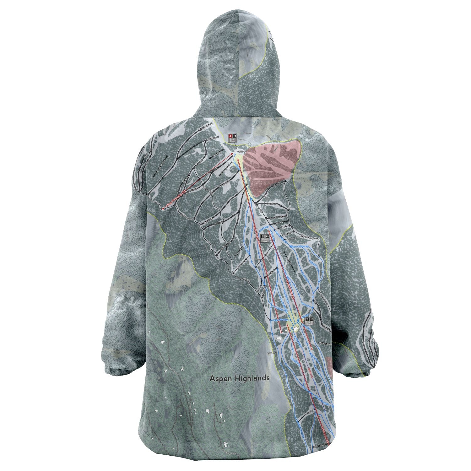 Aspen Highlands, Colorado Ski Trail Map - Snug Hoodie