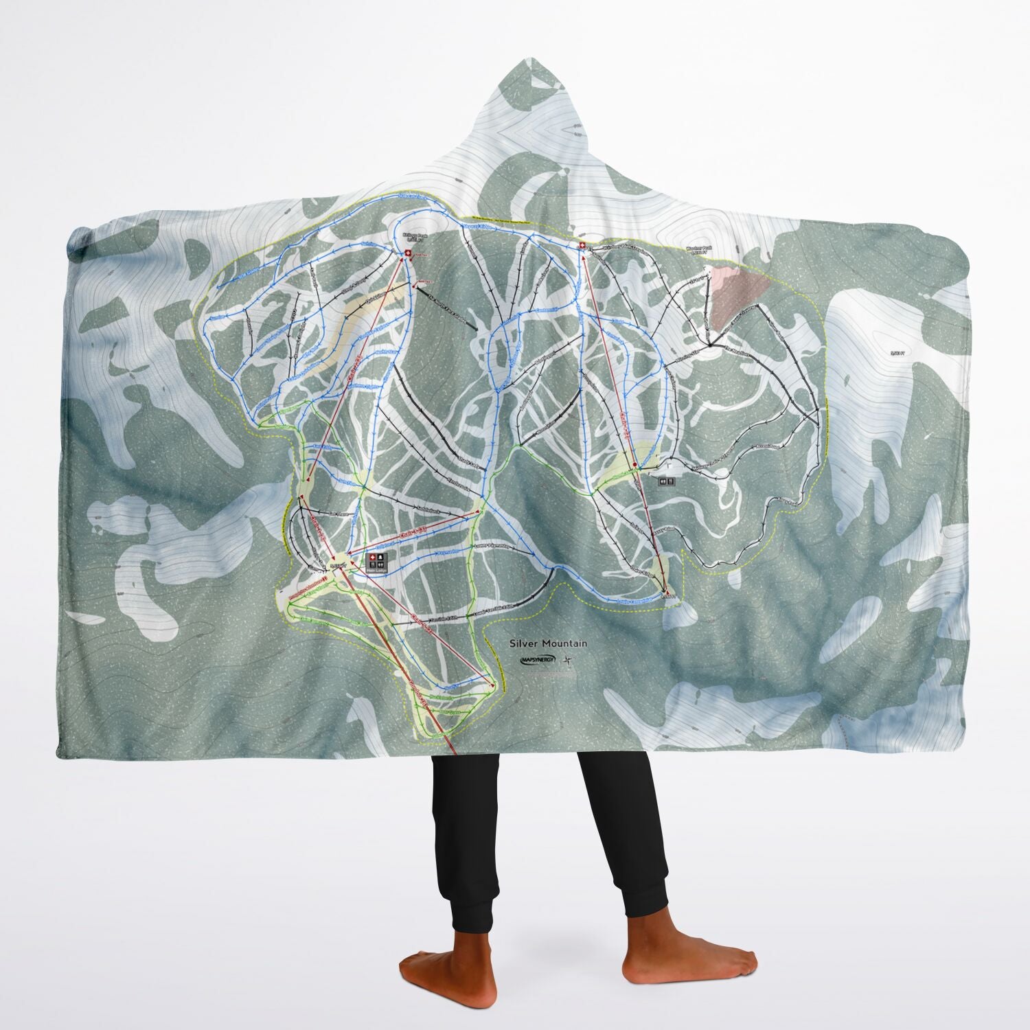 Silver Mountain, Idaho Ski Trail Map - Youth Hooded Blanket