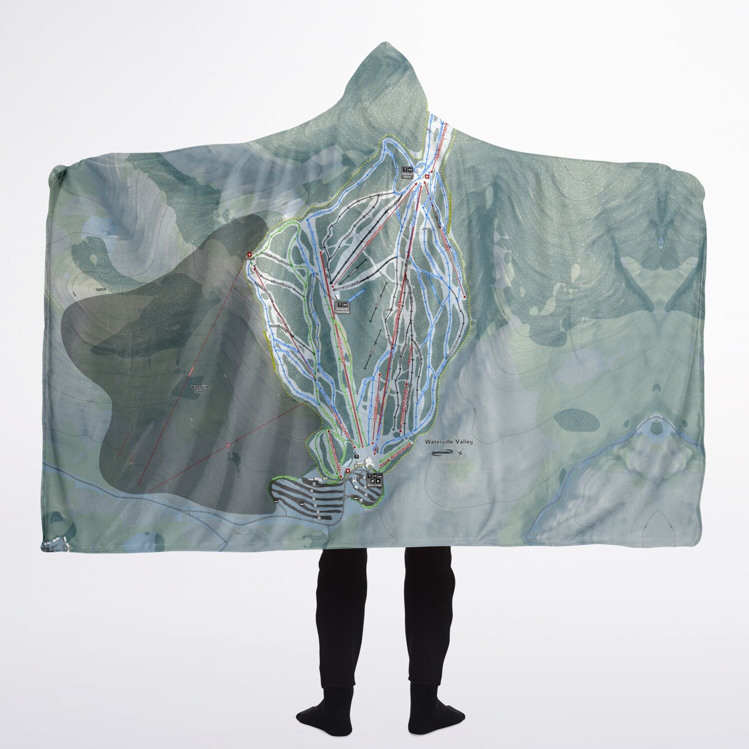 Waterville Valley, New Hampshire Ski Trail Map - Adult Hooded Blanket