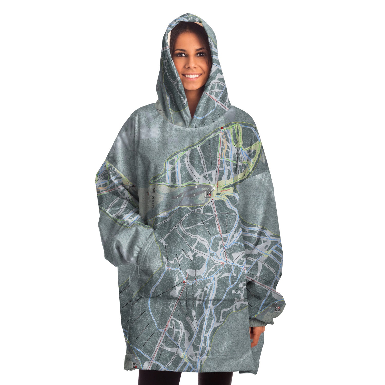 Whitewater, British Columbia Ski Trail Map Snug Hoodie