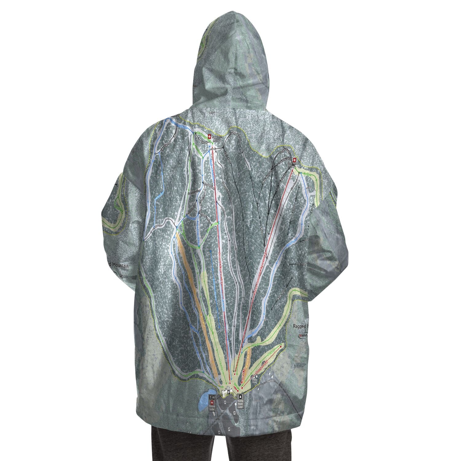 Ragged Mountain, New Hampshire Ski Trail Map - Snug Hoodie