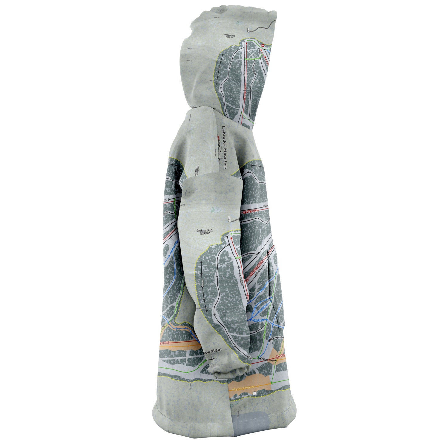 Labrador Mountain, New York Ski Trail Map - Snug Hoodie