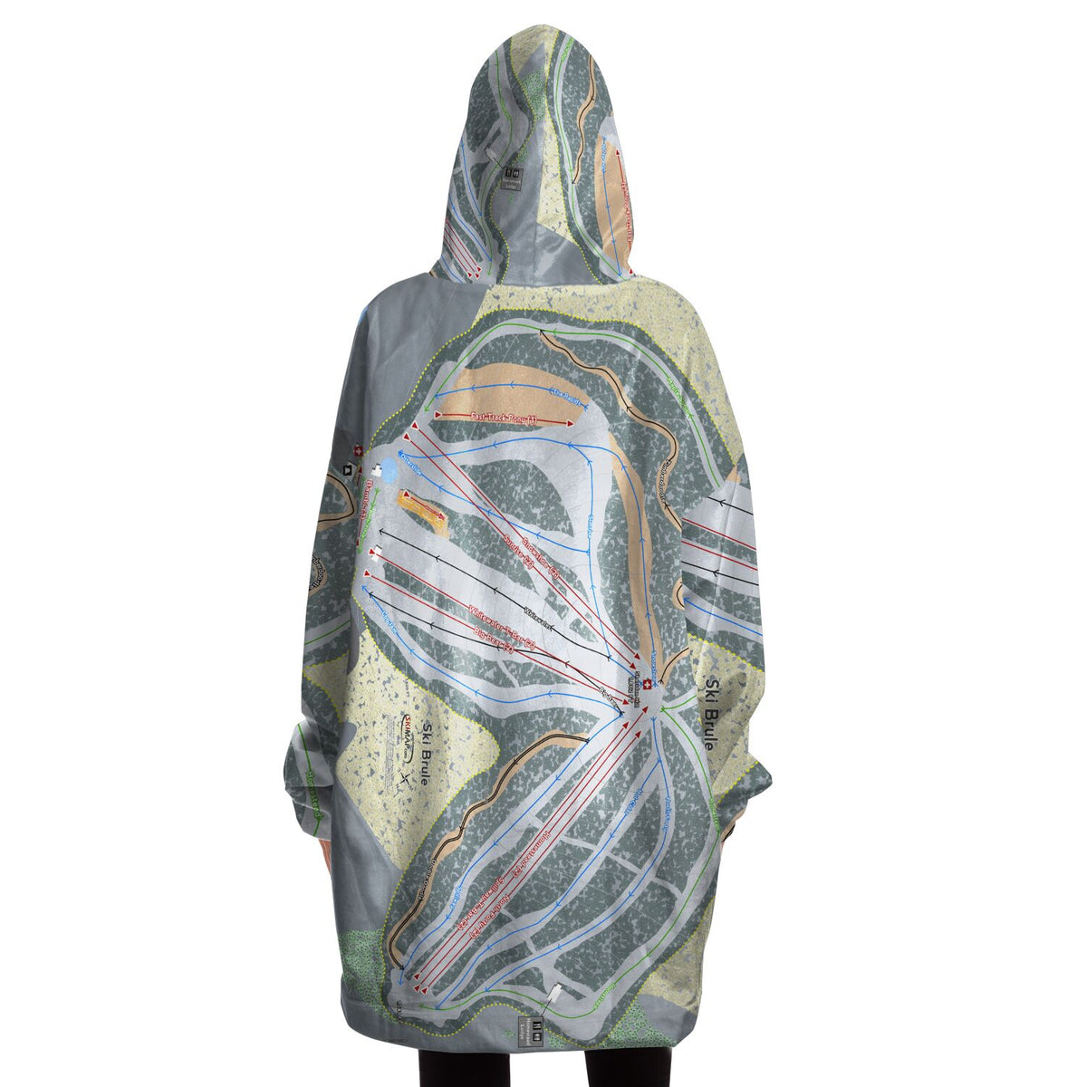 Ski Brule, Michigan Ski Trail Map Snug Hoodie