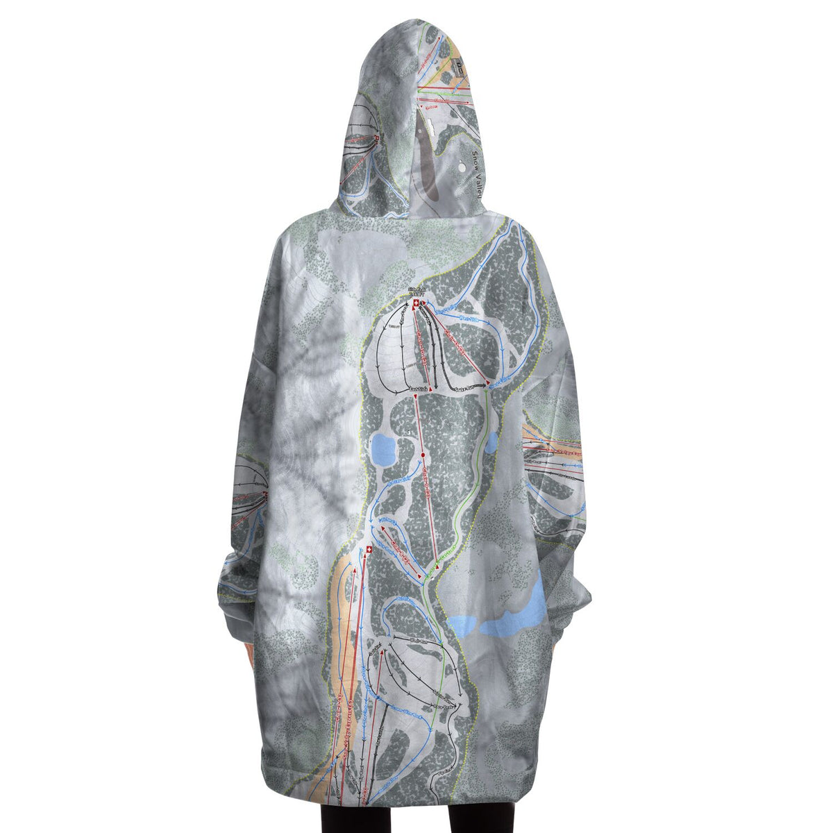 Snow Valley, California Ski Trail Map - Snug Hoodie