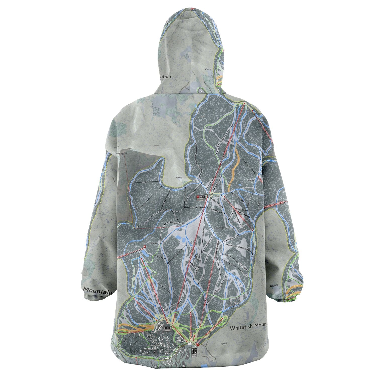 Whitefish Mountain, Montana Ski Trail Map - Snug Hoodie