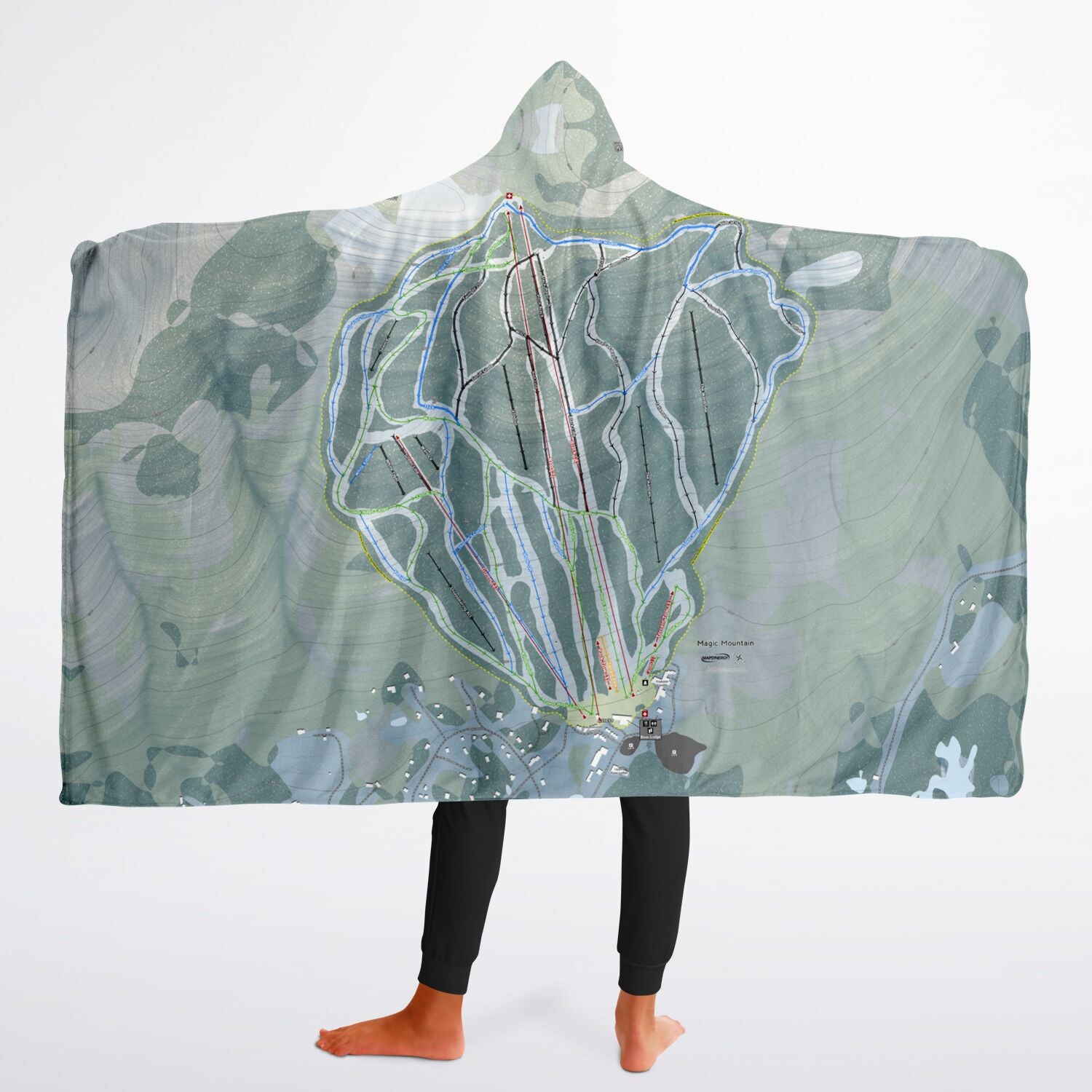 Magic Mountain, Vermont Ski Trail Map - Youth Hooded Blanket