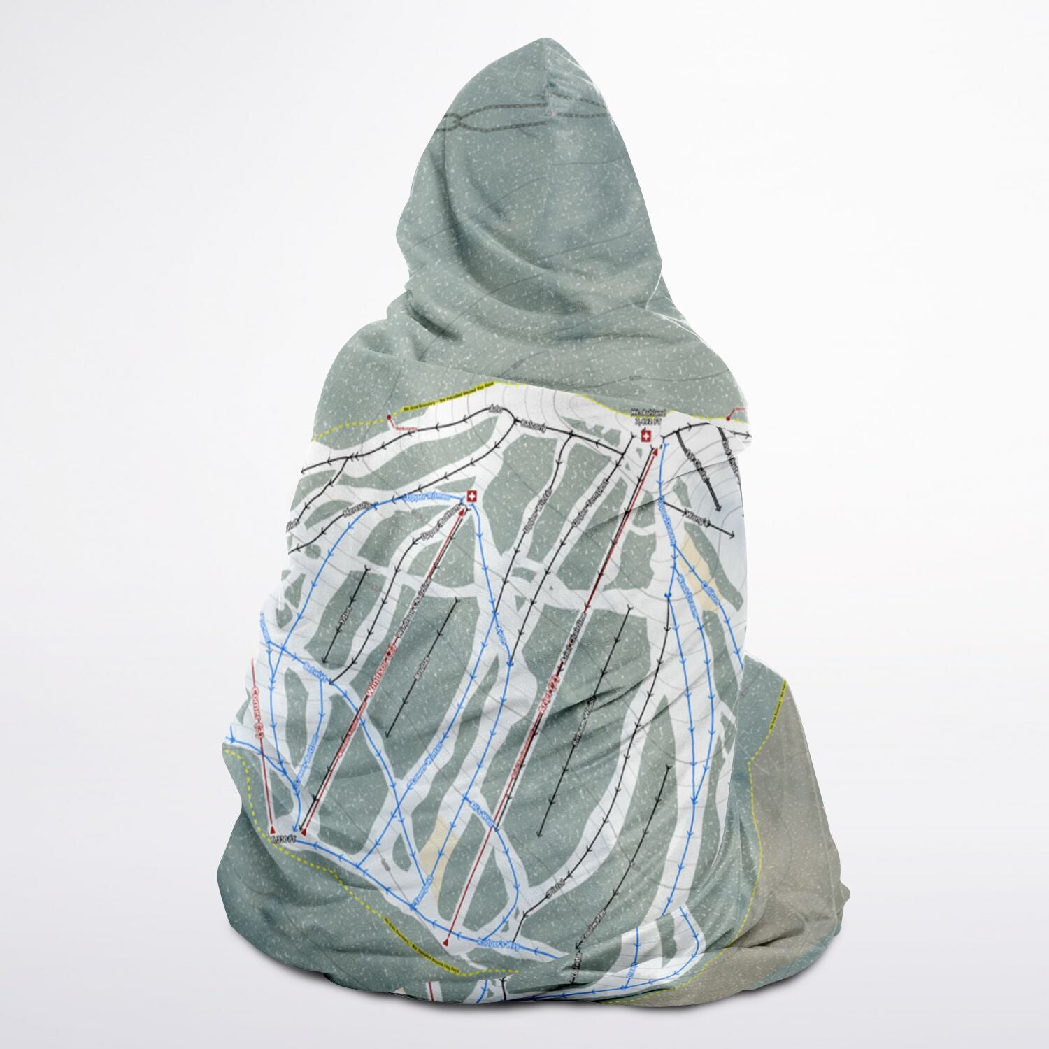 Mt. Ashland,  Oregon Ski Trail Map - Youth Hooded Blanket