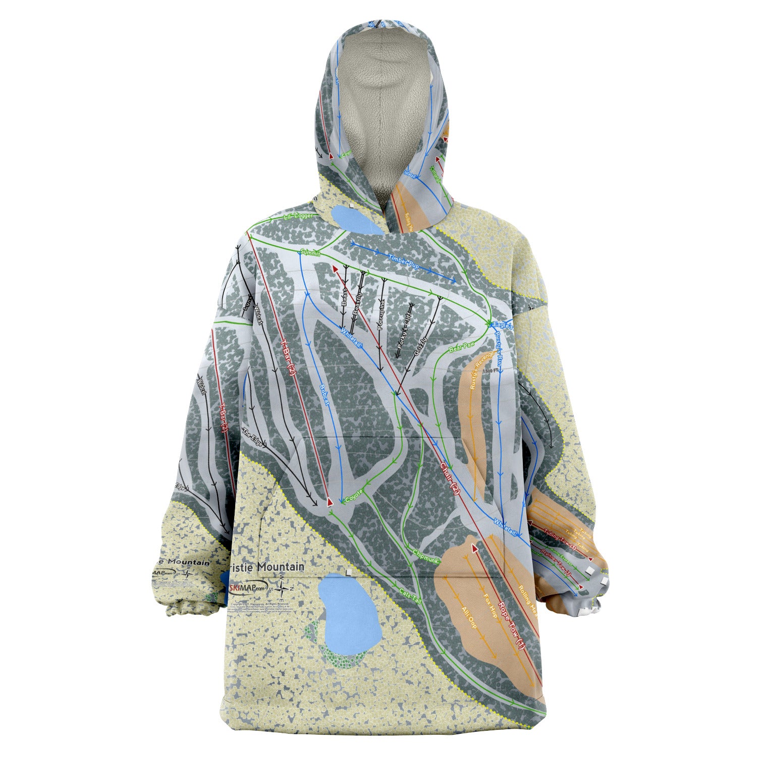 Christie Mountain, Wisconsin Ski Trail Map - Snug Hoodie