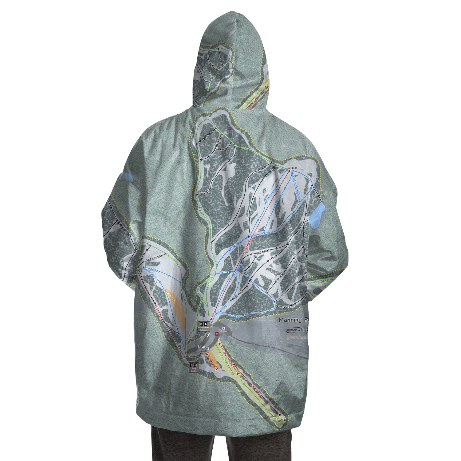 Manning Park, British Columbia Ski Trail Map Snug Hoodie