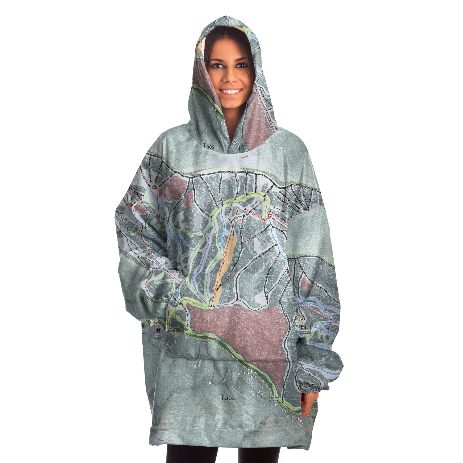 Taos, New Mexico Ski Trail Map - Snug Hoodie