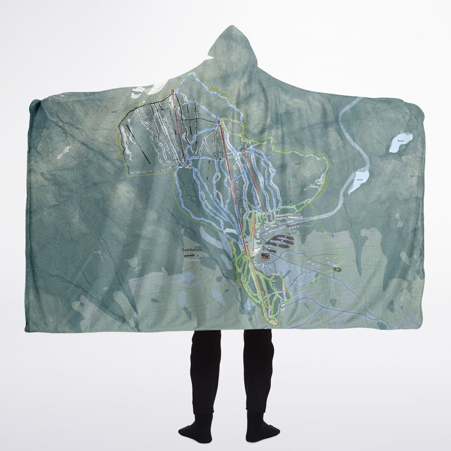 Saddleback, Maine Ski Trail Map - Adult Hooded Blanket