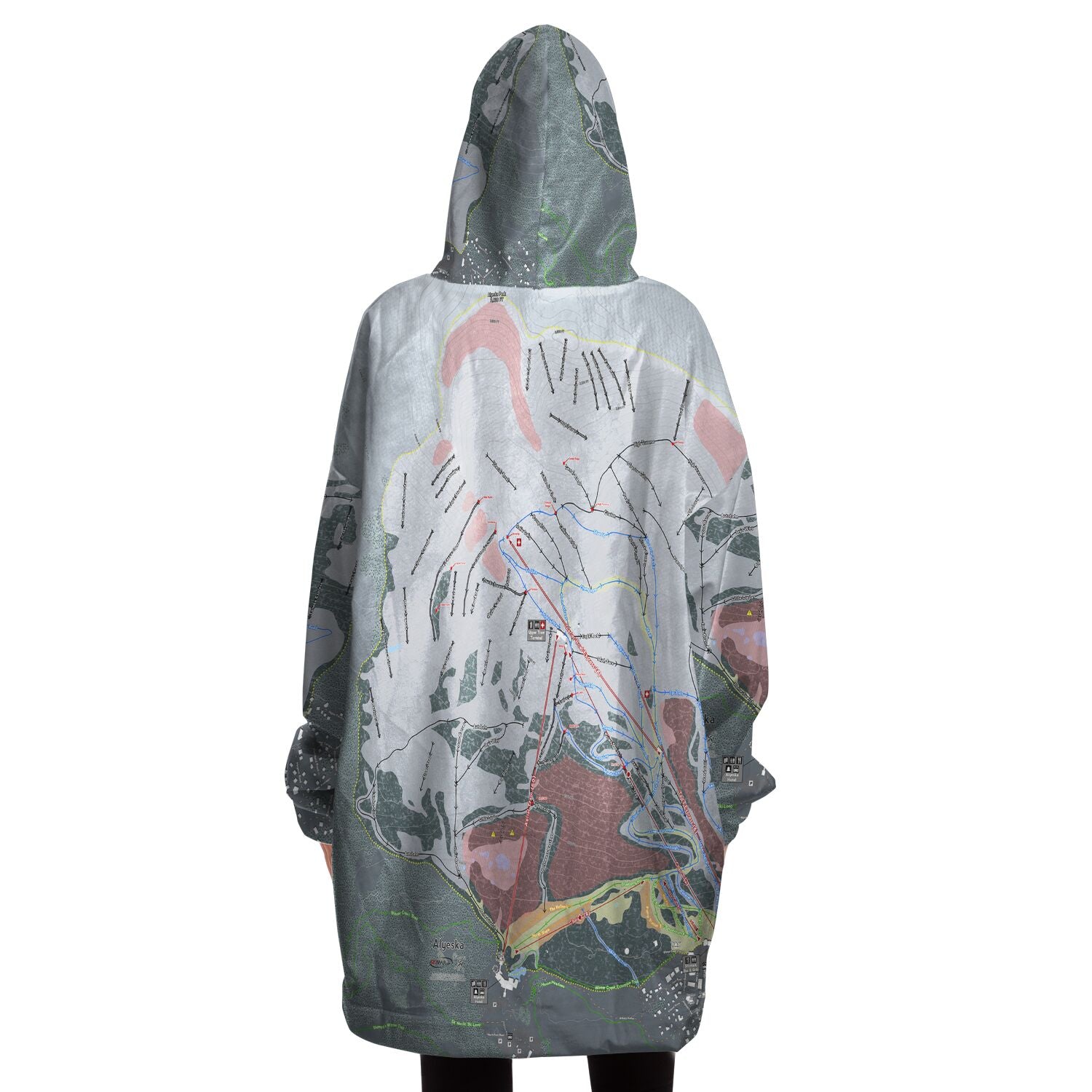 Alyeska, Alaska Ski Trail Map - Snug Hoodie