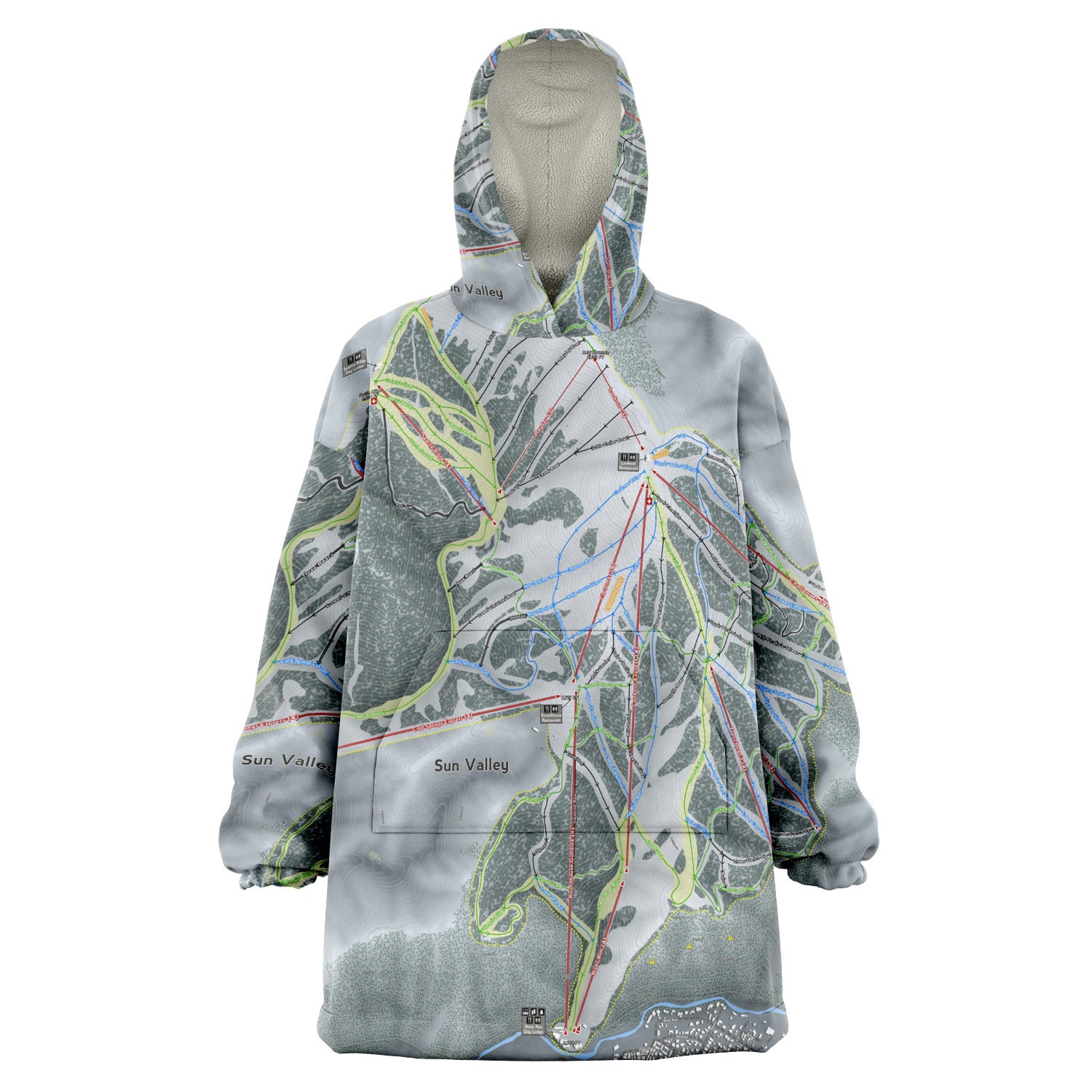 Sun Valley, Idaho Ski Trail Map - Snug Hoodie