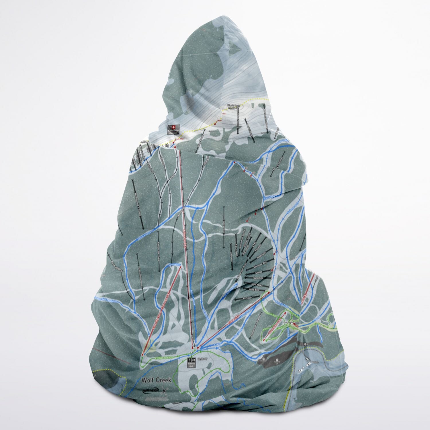 Wolf Creek, Colorado Ski Trail Map - Youth Hooded Blanket