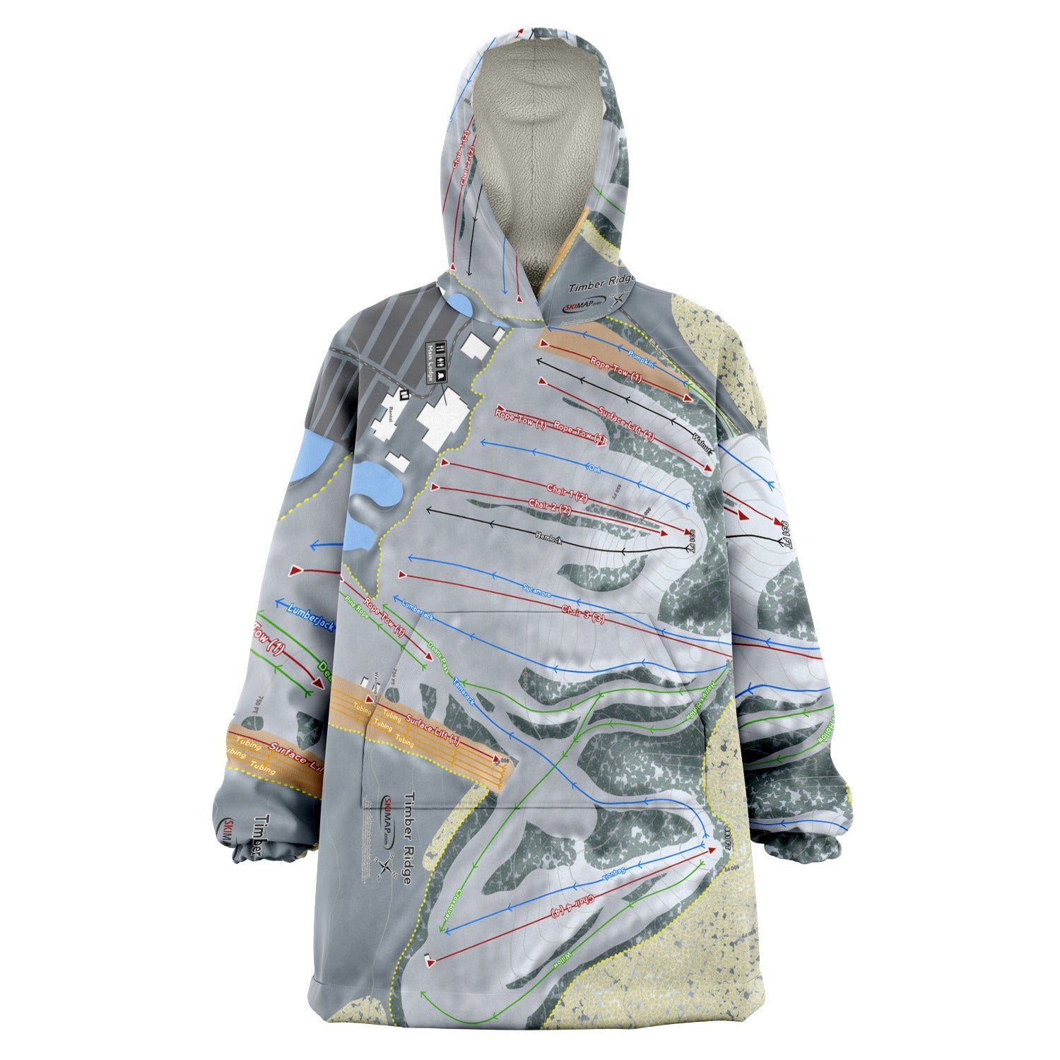 Timber Ridge, Michigan Ski Trail Map Snug Hoodie