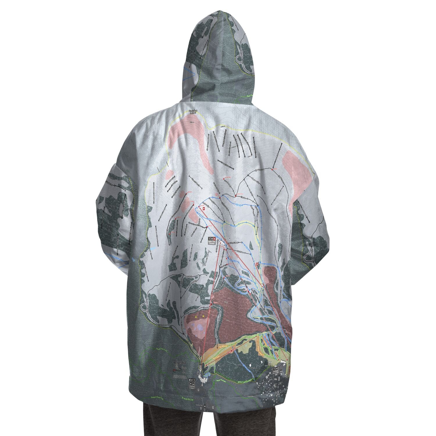 Alyeska, Alaska Ski Trail Map - Snug Hoodie