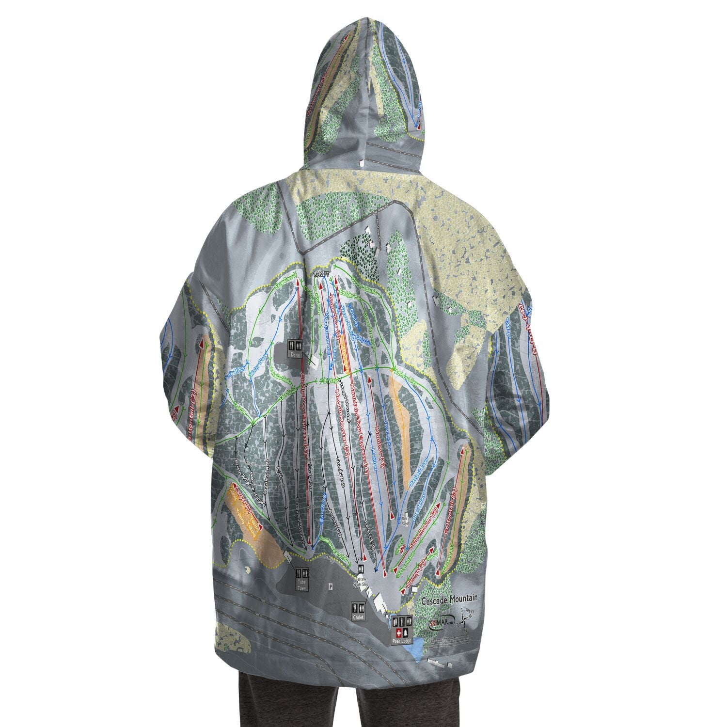 Cascade Mountain, Wisconsin Ski Trail Map - Snug Hoodie