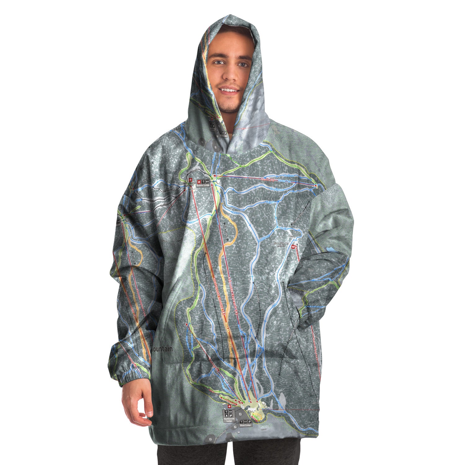 Gore Mountain, New York Ski Trail Map - Snug Hoodie