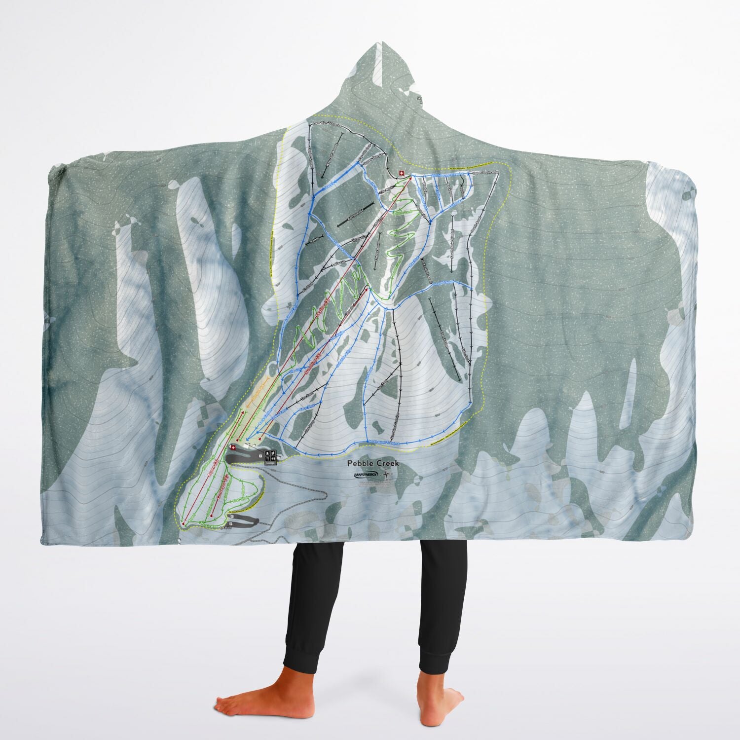 Pebble Creek, Idaho Ski Trail Map - Youth Hooded Blanket