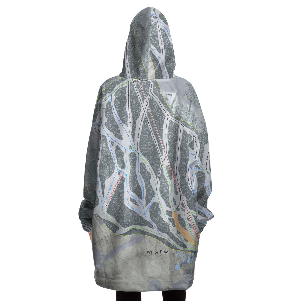 White Pine, Wyoming Ski Trail Map Snug Hoodie