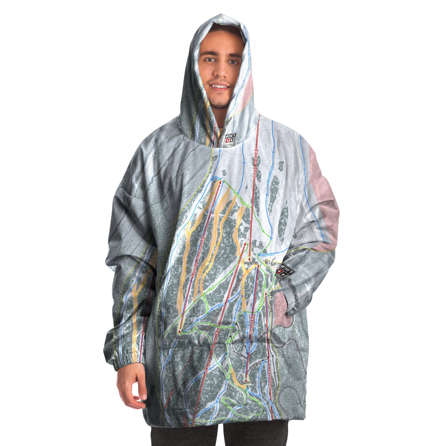 Timberline Mountain, West Virginia Ski Trail Map Snug Hoodie